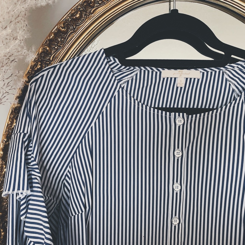 7 For All Mankind: Ruffle Long Sleeve Blouse - Picture 3 of 3